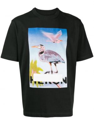 Pamut póló nyomtatás Heron Preston fekete