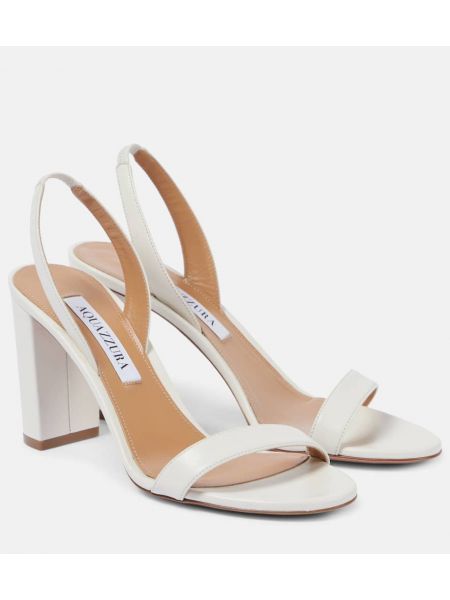 Iš natūralios odos sandalai slingback Aquazzura balta