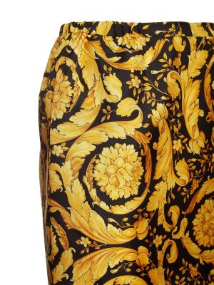 Fustă mini de mătase cu imagine Versace auriu