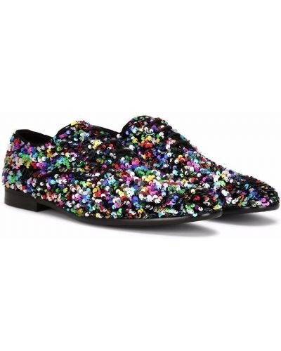 Mežģīņu kurpes ar fliteriem ar šņorēm Dolce & Gabbana melns