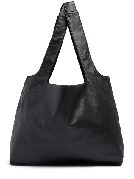 Reverzibilna usnjena nakupovalna torba Yohji Yamamoto črna