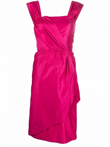 Saténové asymetrické šaty bez rukávů Yves Saint Laurent Pre-owned - růžová