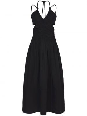 Viskózové lněné šaty s výstřihem do v Proenza Schouler - černá