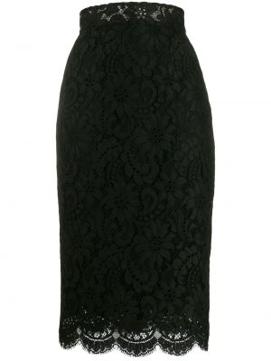 Falda de tubo ajustada de encaje Dolce & Gabbana negro