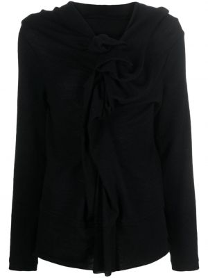 Maglione di lana asimmetrica Yohji Yamamoto nero