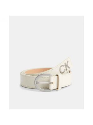 Cinturón de cuero con hebilla Calvin Klein blanco