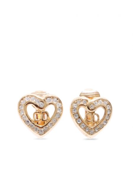Naušnice na klip sa pozlatom s uzorkom srca Christian Dior Pre-owned zlatna