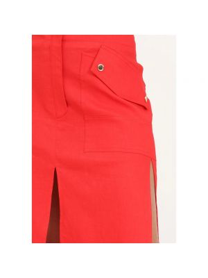 Falda larga de lino de viscosa Pinko rojo