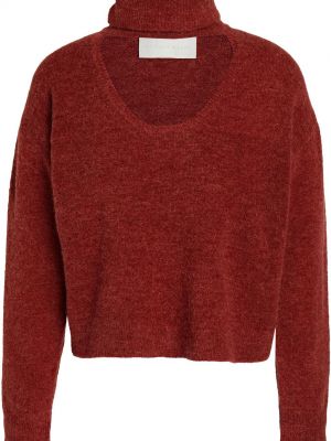 Вязаный свитер с высоким воротником и вырезом MICHELLE MASON красный