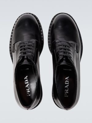 Dabīgās ādas derbija stila kurpes Prada melns