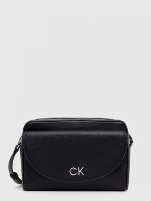 Torba na ramię skórzana Calvin Klein czarna