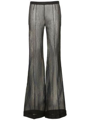 Pantaloni cu talie joasă de mătase transparente Del Core negru