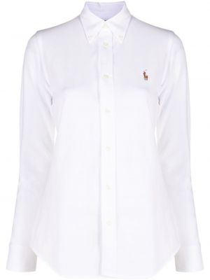 Siuvinėta medvilninė marškiniai Polo Ralph Lauren