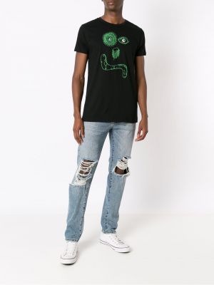 Camiseta con estampado con estampado abstracto Amir Slama negro