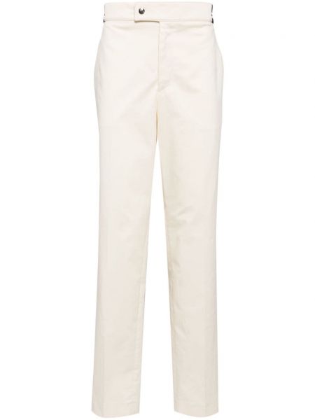 Βαμβακερό παντελόνι chino Moncler λευκό