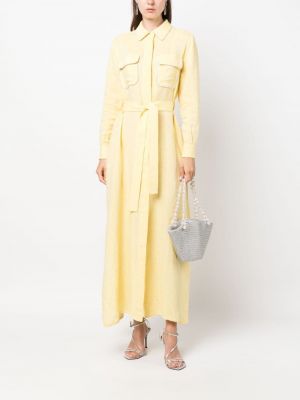 Lniana sukienka długa Forte Dei Marmi Couture żółta