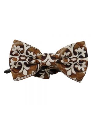 Jedwabny krawat z kokardką Dolce And Gabbana biały