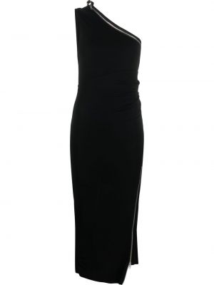 Viskózové midi šaty bez rukávů na zip Helmut Lang - černá