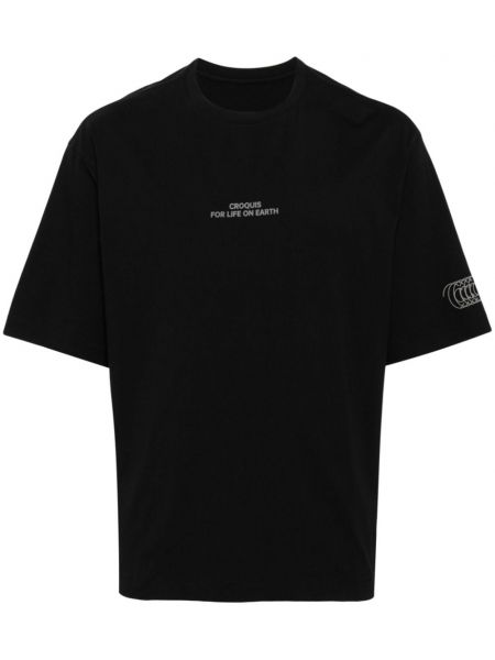 Bavlněné tričko s potiskem Croquis černé