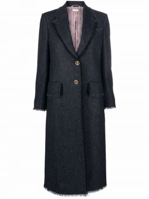 Płaszcz tweedowy Thom Browne niebieski