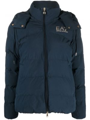 Pernata jakna s patentnim zatvaračem s kapuljačom Ea7 Emporio Armani plava