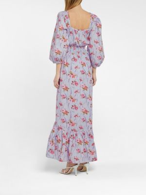 Sukienka długa bawełniana w kwiatki Loveshackfancy fioletowa