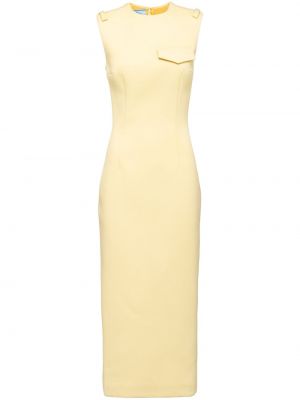 Αμάνικη μάλλινη μίντι φόρεμα Prada μπεζ