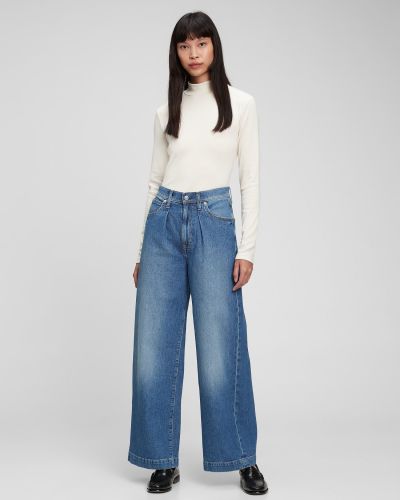 Широкие джинсы с завышенной талией Gap, синие