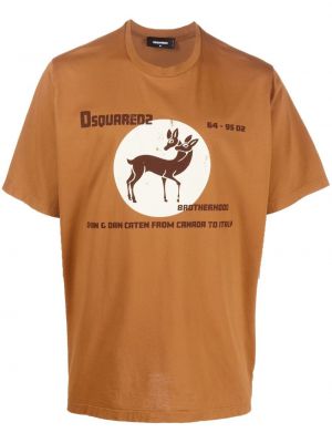 Тениска с принт Dsquared2 кафяво