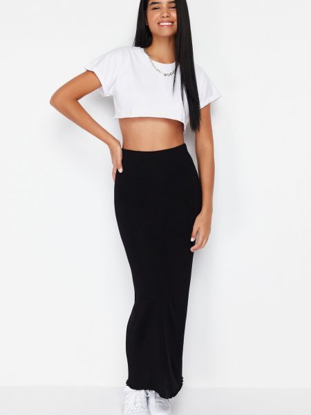 Maxi φούστα με στενή εφαρμογή με ψηλή μέση Trendyol μαύρο