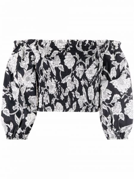 Trykt floral kort bluse Patrizia Pepe svart