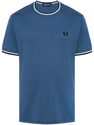 Medvilninis siuvinėtas marškinėliai Fred Perry mėlyna