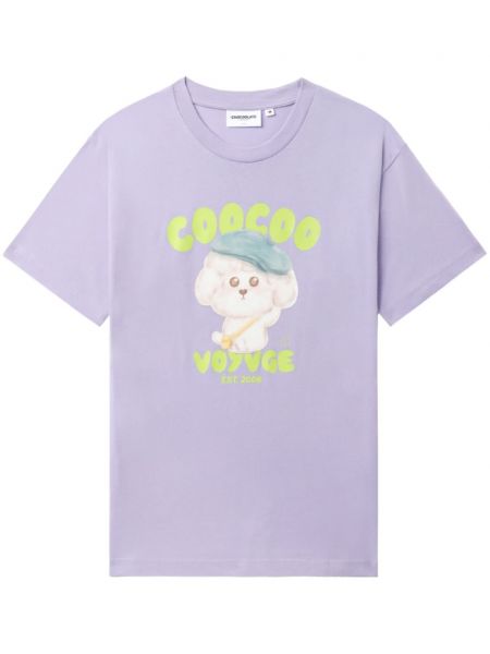 Βαμβακερή μπλούζα με σχέδιο Chocoolate μωβ