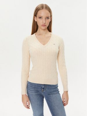 Памучен пуловер slim с v-образно деколте Gant