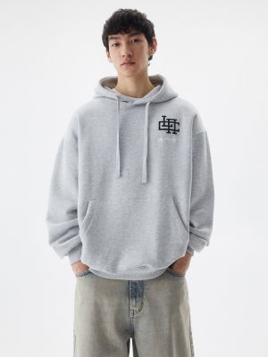 Толстовка с вышивкой Pull&bear серая