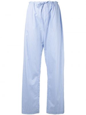 Pruhované bavlněné volné kalhoty s vysokým pasem Macgraw - bílá