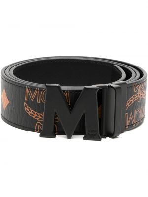 Cintura con stampa reversibile Mcm nero