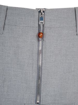 Drapované viskózové mini sukně Ganni šedé