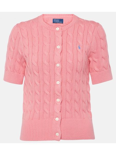 Cárdigan de algodón de punto con trenzado Polo Ralph Lauren rosa