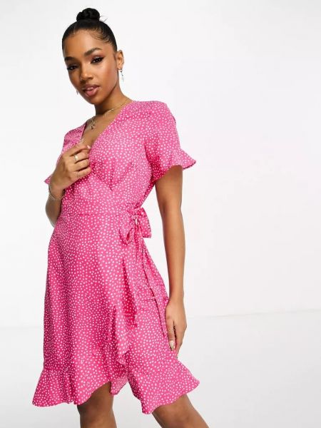 Платье мини в горошек Vero Moda розовое