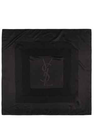 Жакардов копринен шал Saint Laurent черно