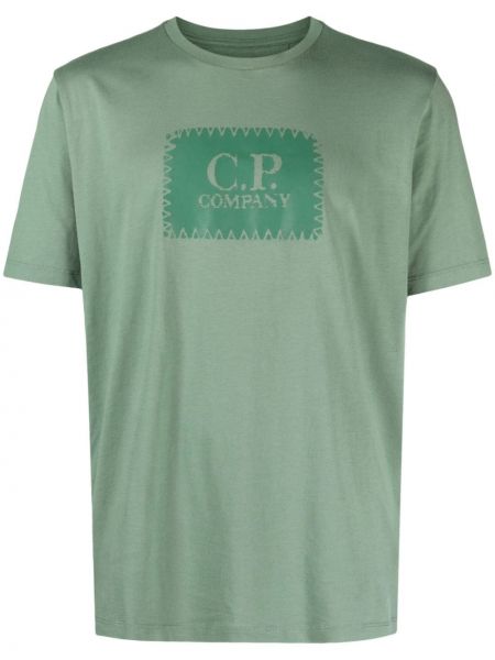 Bavlněné tričko s potiskem C.p. Company zelené