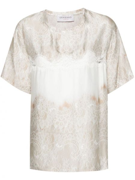 Bluza s cvetličnim vzorcem s čipko Ermanno Firenze