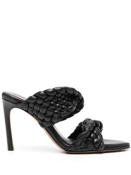 Kožené remienkové sandále Bottega Veneta čierna