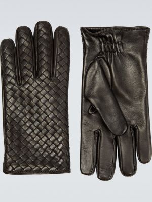 Кожаные перчатки Bottega Veneta коричневые