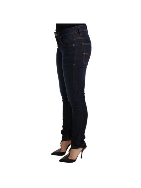 Jeansy skinny z niską talią Versace Jeans Couture niebieskie