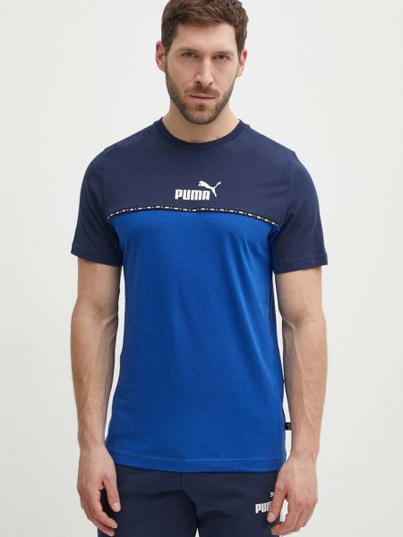 Koszulka bawełniana Puma niebieska