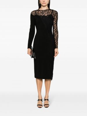 Mežģīņu caurspīdīgs maksi kleita Dolce & Gabbana melns