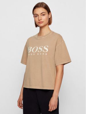 Relaxed fit marškinėliai Boss smėlinė