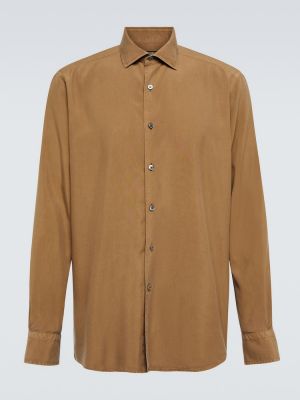 Camisa de seda Zegna marrón